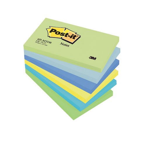 Post-it&#174; 655-6-BEA 76x127mm 100lap 6t&#246;mb