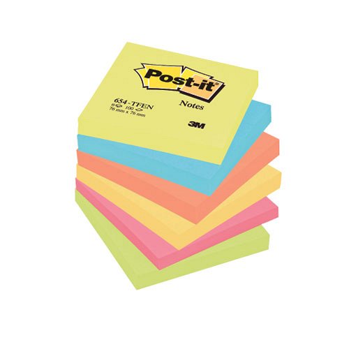 Post-it&#174; 654-TFEN 76x76mm 100lap 6t&#246;mb ENERGETIC