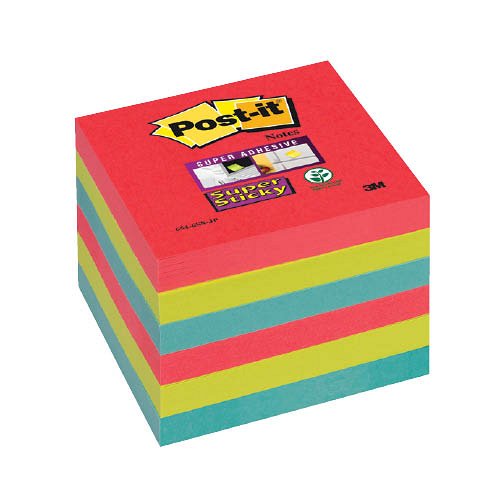 Post-it&#174; Super Sticky 654-6SS-PLAY 76 &#215; 76 mm 90 lap 6 t&#246;mb Playful