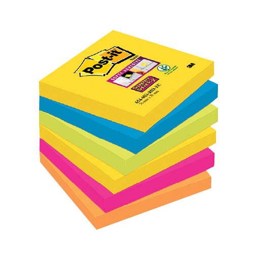 Post-it&#174; Super Sticky 654-6SS-CARN 76&#215;76mm 90 lap 6 t&#246;mb CARNIVAL