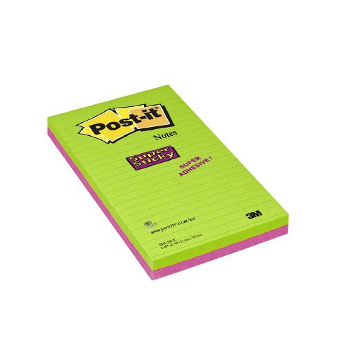 Post-it&#174; Super Sticky jegyzett&#246;mb 125x200 mm, 5845 SS EU, 45 lap, 2 t&#246;mb, vonalas Ultra sz&#237;nek