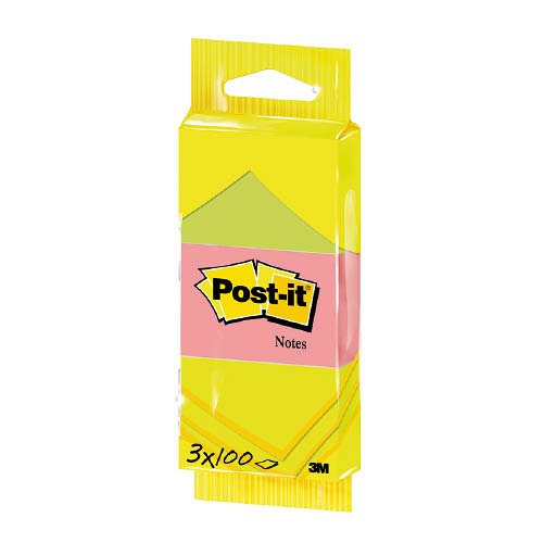 Post-it&#174; 6812 neon jegyzett&#246;mb csomag 51 &#215; 38 mm, 3 x 100 lap