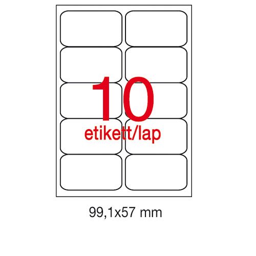 Etikett A2411 99,1x57mm 100&#237;v kerek&#237;tett sark&#250;