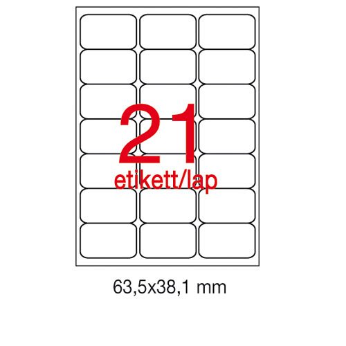 Etikett A2414 63,5x38,1mm 100&#237;v kerek&#237;tett sark&#250;