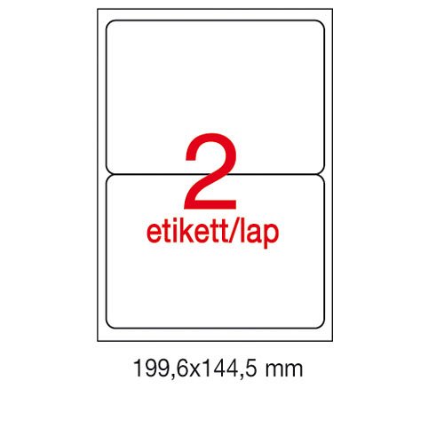 Etikett A2423 199,6x144,5mm 100&#237;v kerek&#237;tett sark&#250;