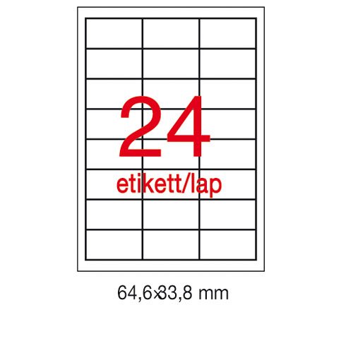 Etikett LCA1226 64,6 x 33,8 mm feh&#233;r v&#237;z&#225;ll&#243; 480db/csomag 20&#237;v