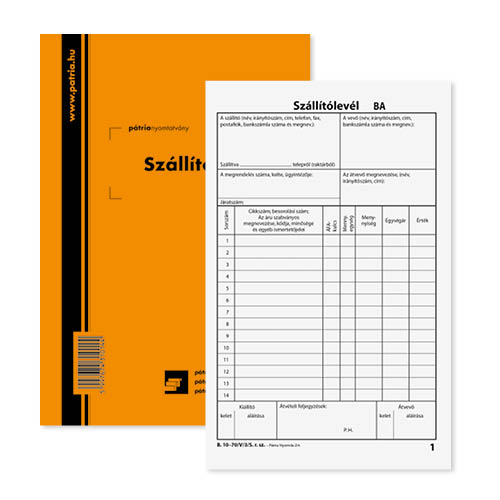 Sz&#225;ll&#237;t&#243;lev&#233;l 25x3 lapos t&#246;mb A/5 &#225;ll&#243; P&#225;tria B.10-70/V/3