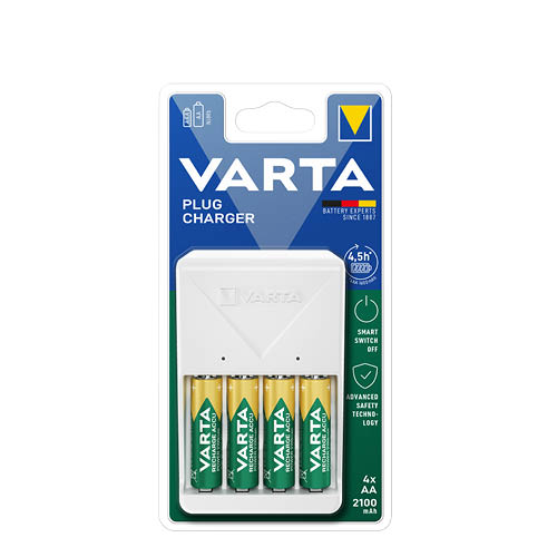 Akkut&#246;ltő VARTA PLUG CHARGER + 4 x 2100 mAh (R2U) AA