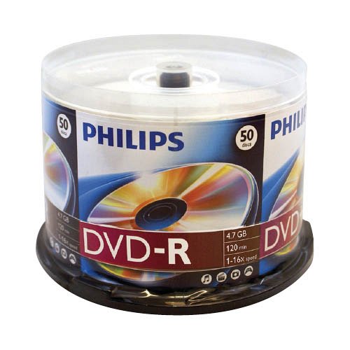 DVD-R Philips &#237;rhat&#243; 16x hengeres (50 db) 4,7GB