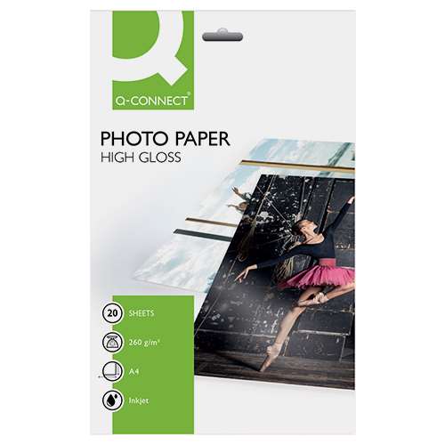 Fotópapír tintasugaras Q-CONNECT KF02163 A/4 260g 20ív fényes