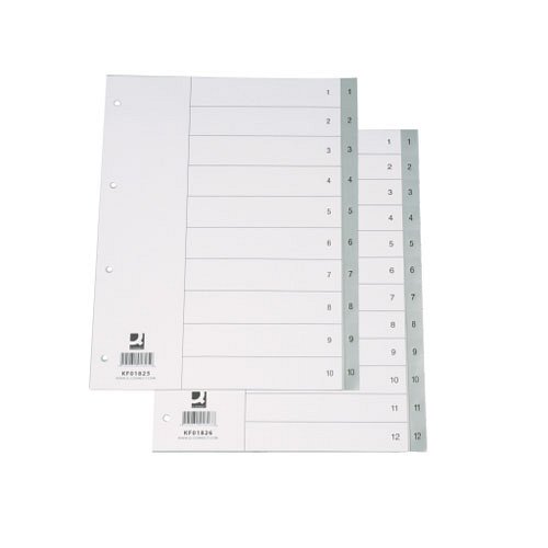 Regiszter A/4 1-12 szürke műanyag Q-CONNECT