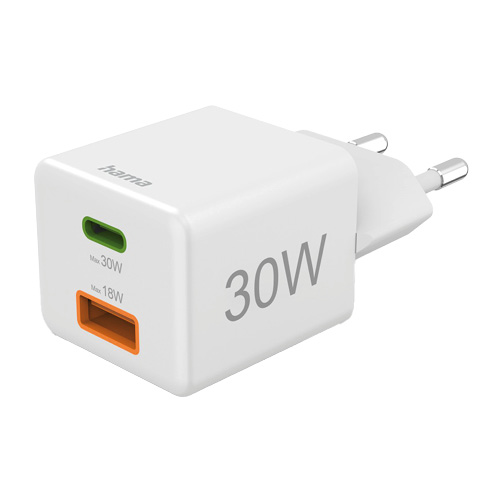 Hálózati töltő HAMA USB &amp; TYPE-C "PD/QC" (30W) univerzális
