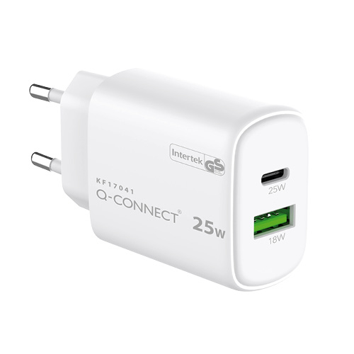 Hálózati töltő Q-CONNECT KF17041 USB-A ,USB-C, 25W