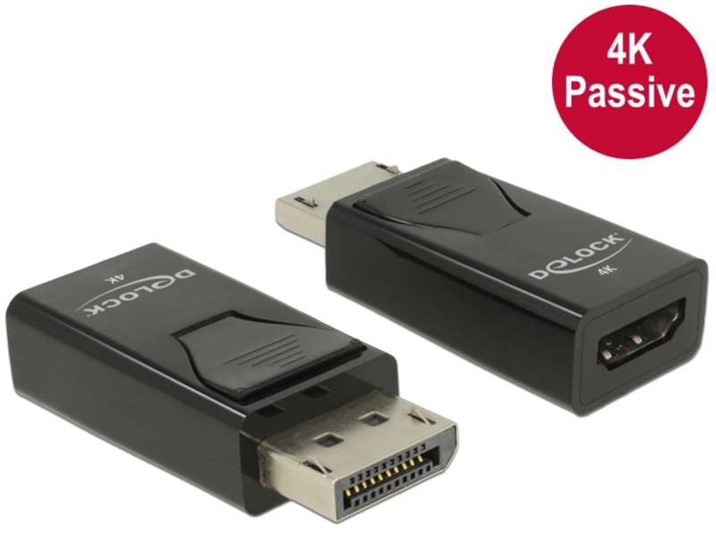 Adapter DELOCK Displayport 1.2-dugós csatlakozó > HDMI-csatlakozóhüvely 4K passzív fekete